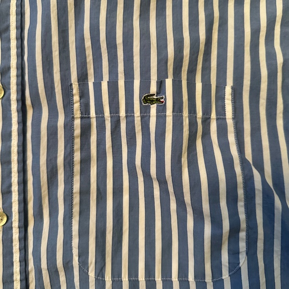 Lacoste Striped Preppy Office Alligator Logo Button-Down Dress Shirt - Picture 4 of 4